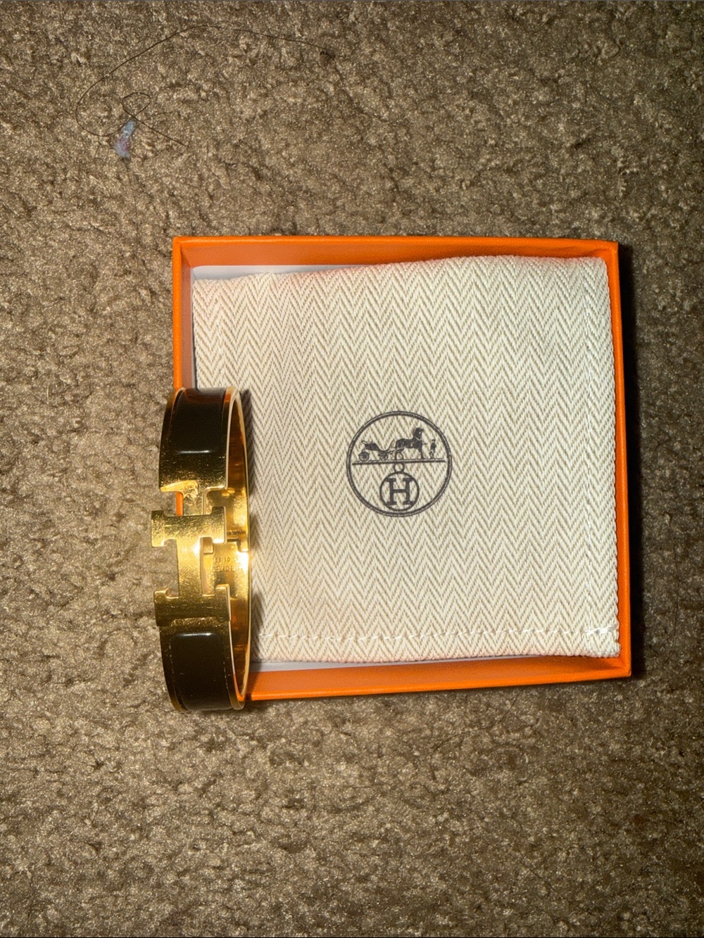 Hermes Gold and Black Clic H Bracelet